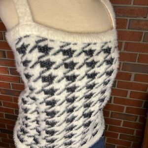 Women's Black and White Sweater Tank